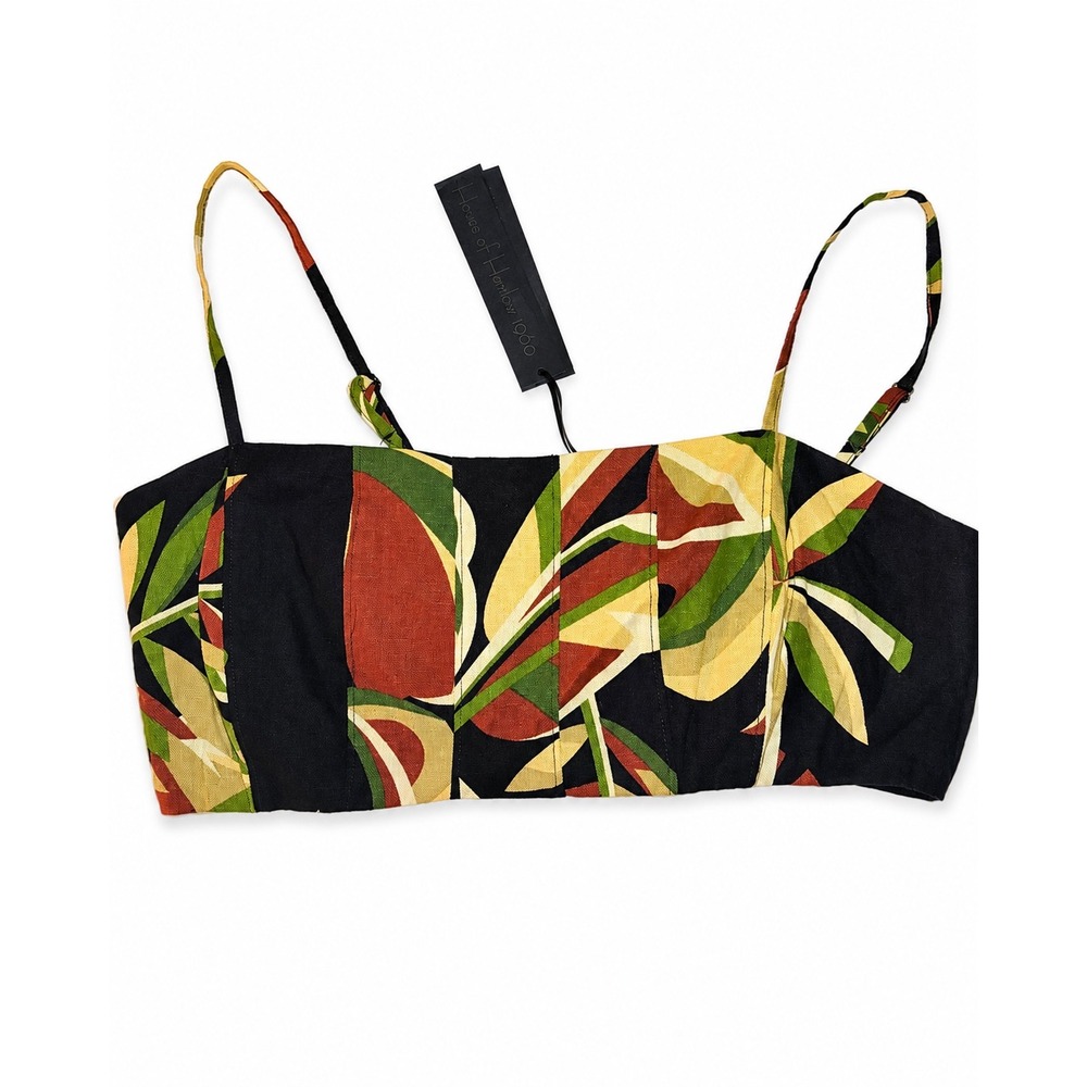 House of Harlow 1960 Linen Blend Tropical Crop Top NWT Size M